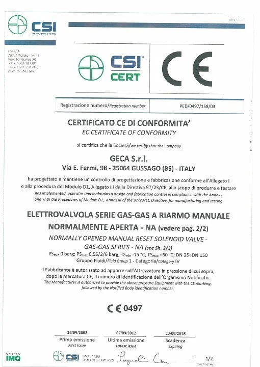 Geca Manuel Resetli N.A. Selenoid Valf belge kapağı