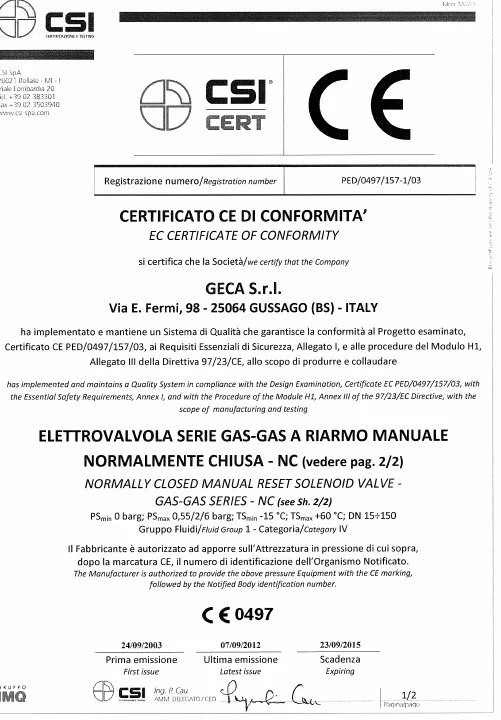 Geca Manuel Resetli N.K. Selenoid Valf belge kapağı