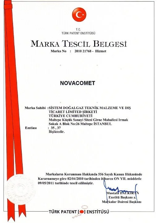 Novacomet Marka Tescil Belgesi belge kapağı